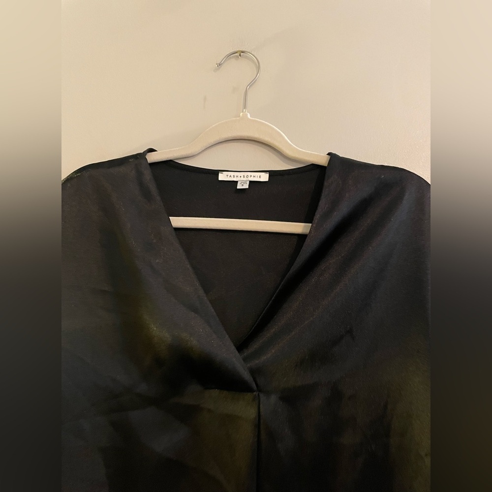 Tash + Sophie Black Satin Dress Shirt - Picture 3 of 4